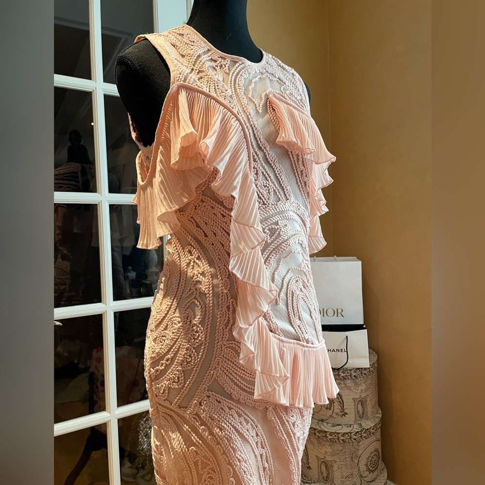 Soft Pink Lace Midi Dress